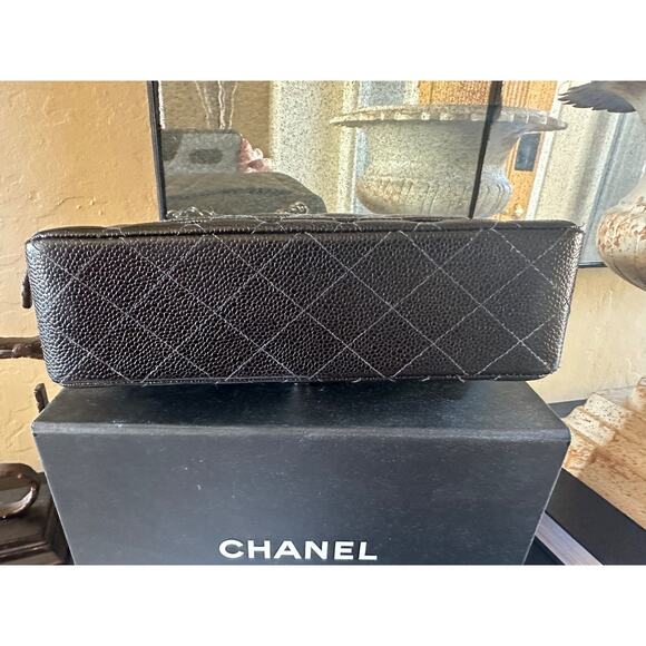 CHANEL Small Classic Double Flap Caviar Handbag Silver Hardware - with Box+ - Picture 13 of 14